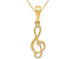 14K Yellow Gold Treble Clef Musial Charm Pendant Necklace with Chain